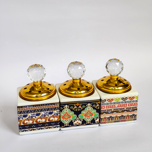 Ceramic Square Crystal Top Charcoal Incense Burner